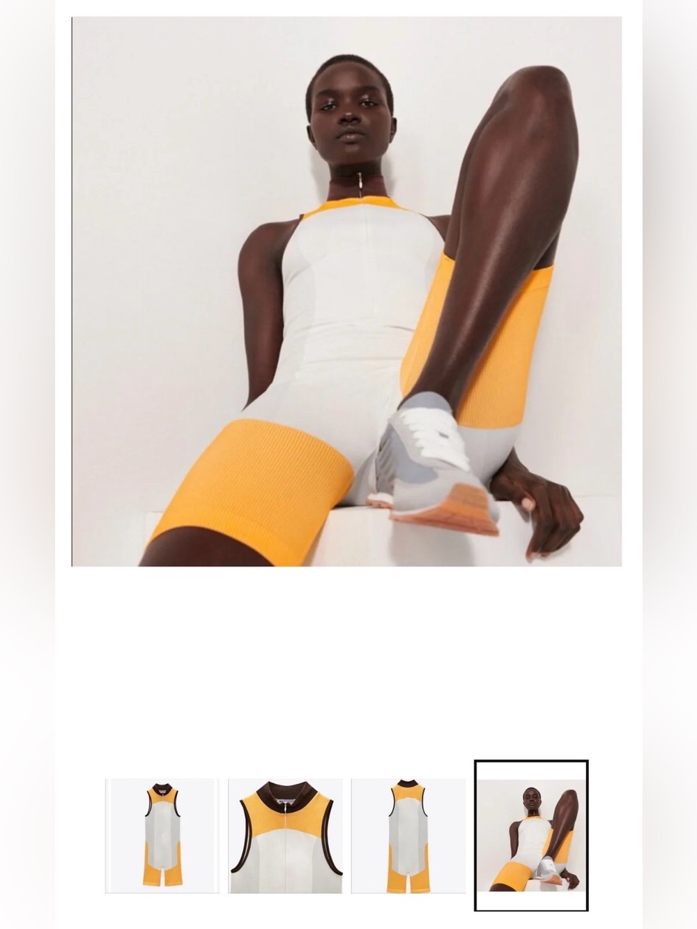 Zara orange colorblock workout onesie romper
